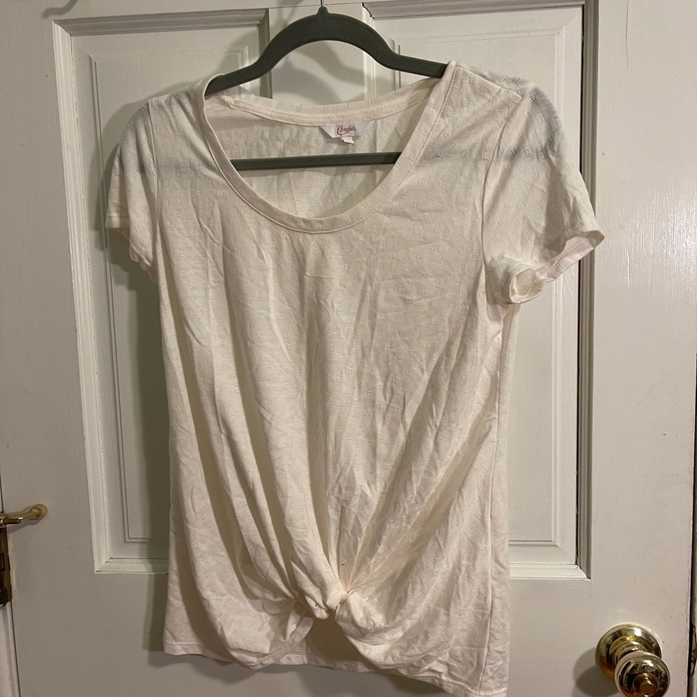 Candies white tee with details and knot tie